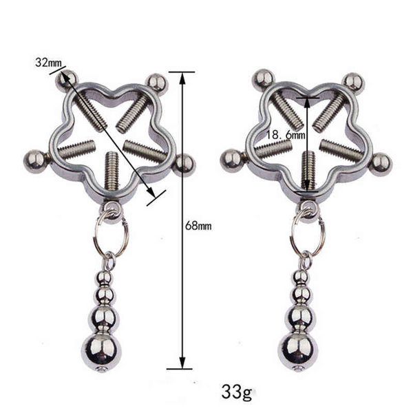 Nxy Sex Adult Toy Pince à tétons en métal Clip de sein Jouets pour femmes Équipement de bondage Esclave Torture Accessoires érotiques féminins Stimuler Boutique 1225