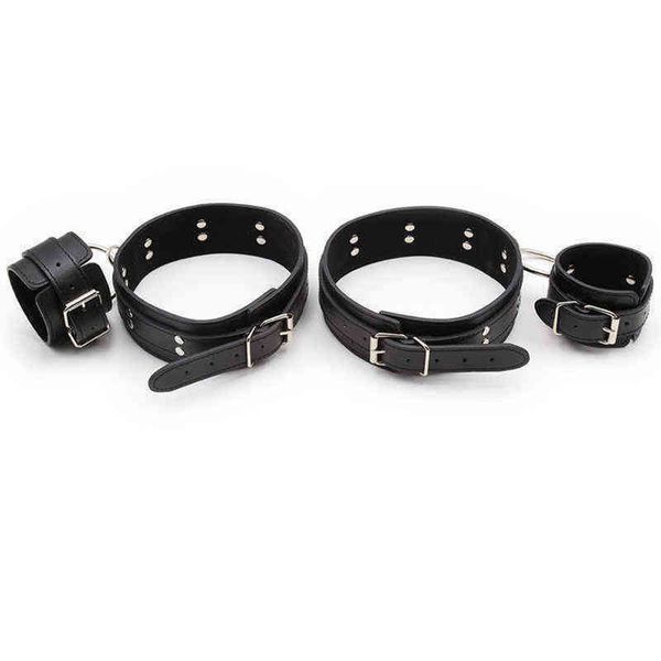 NXY Sex Adult Toy Muslo Bondage Hand Cuffs Cinturón de cuero Bdsm Pierna Correas Esposas para juguetes Juegos Slave Restricciones Set1216