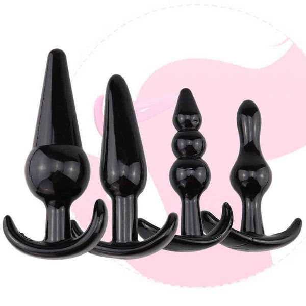 Nxy juguetes sexuales anales Butt Plug Toys consolador de próstata 4 Uds Set silicona Tpe masturbador productos para adultos para estimulación de parejas 1220