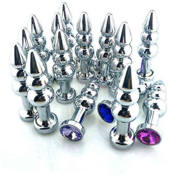 NXY Sexe Anal Jouets Métal 3 Boules Dildo Bouchons Bouchons + Bijoux en cristal Produits pour femmes pour femmes Masturbation Toy érotique 1213