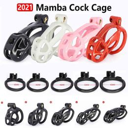 NXY Sex Kuisheidsapparaten Mamba Mannelijke 3D Stamped Kuisheid Kooi Penis Ring Kit Lid Cobra Lock Standaard Sex Toy 1015