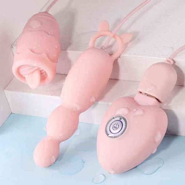 Nxy Sex Eggs Vibrerende Ei Tepel Tong Likken Anal Plug Vibrator G-spot Massage Clitoris Stimulator Usb Power Seksspeeltjes Vibrators Voor Vrouwen 1110