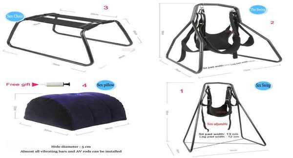 NXY Meubles sexuels 2022 Vente de chaise de sexe Ensemble d'oreillers Restrictions réglables Position fétiche Bondage Swing Frame Furniture 220111371716