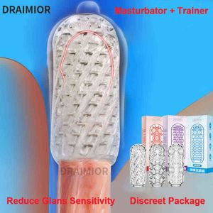 NXY Sex Masturbators Draimior Pocket Utilisation manuelle pour hommes Penis Trainer Ruduce Glans Sensitivity Male Aircraft Cup Adult Toys 220127