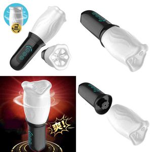 NXY Sex Masturbators Toys for Men Masturbator Cup Bolsillo automático Vagina Transparente Coño Suave Chupar Vibración Intensificar Ejercicio de Resistencia 220127