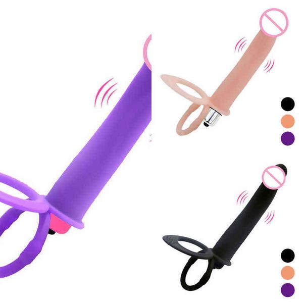 NXY Sex Products Dildos 10 vitesses STRAP Double pénétration Dildo Vibrateur Adult Erotic Products Shop Toys for Men Couples Femmes Massage 1014