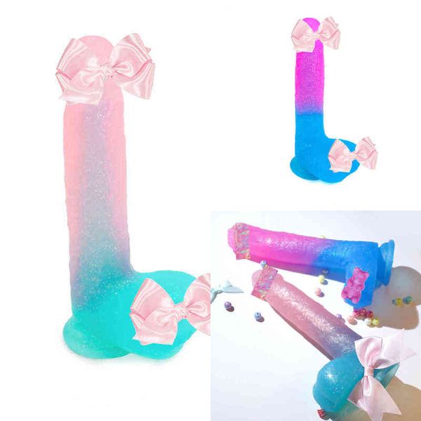 NXY Sex Products Godes 8,6 ''Jelly Medical Silicones Gode Réaliste Jouets pour Adultes Sangle Souple Pénis Artificiel Grosse Bite Balle Outil Coloré 2022 1014