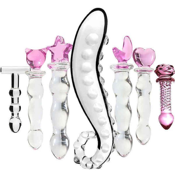 Nxy Sex Products Dildos Blackwolf Crystal Glass Dildo Realistic Penis Claws g Spot Anal Butt Plug Juegos eróticos para mujeres Parejas Adultos 1227