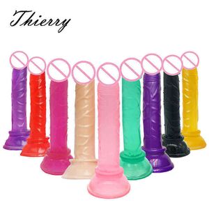 Nxy Sex Products Godes Thierry Flexible Gode Anal Réaliste Plug Butt Petit Pénis avec Aspiration Dick Cock Dong Jouets Adultes pour Femmes 1227