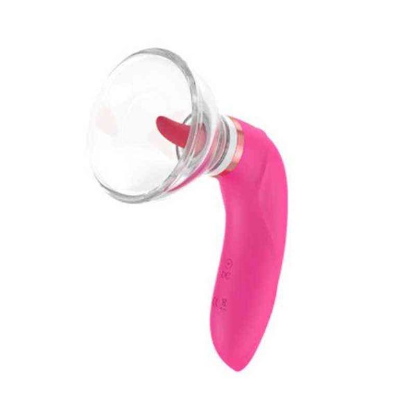 Nxy Sex Pump Toys Nueva Calefacción Lengua Lamer Masajeador Giratorio Pezón Lechón Clítoris Vibrador Estimulación de Senos Sujetador para Mujeres Parejas 1221