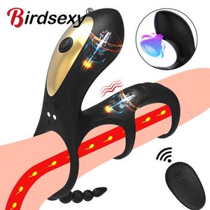 Nxy Sex Vibrators Vibrating Penis Ring Couple Vibrator Clitoris Stimulation Toys for Men 10 Modes g Spot Massage Adult Products Remote Control 1227