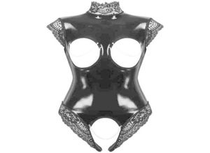 Nxy Ensemble Sexy Érotique Fétiche Body Costume Cupless Crotchless Teddy Lingerie Femme Noir Lawbook Pvc Latex Catsuit Gothique Femmes Porno Cos9516733