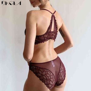 NXY ensemble sexy soutiens-gorge à fermeture avant sous-vêtements en dentelle ensemble Sexy soutien-gorge en V profond épais soutien-gorge Push Up ensembles de culottes broderie violet femmes ensemble de Lingerie 1202