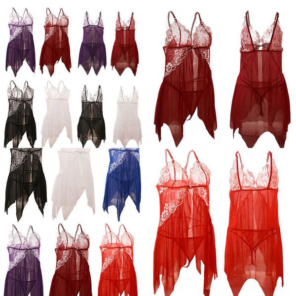 NXY Sexy Jupe Sexy Dentelle Satin Chemise De Nuit Vêtements De Nuit Lingerie Pyjama Ensemble Babydoll Sex Costumes Érotique Robes Chaudes Robe Exotique Plus La Taille 230717