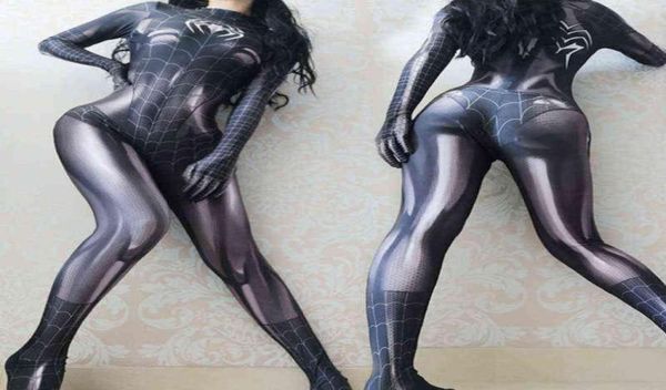 NXY Ropa Interior Sexy Superhéroe Mujer Araña Cosplay Traje Zentai Traje Mono Mono con Entrepierna Abierta Traje Elegante Halloween Linger2591644