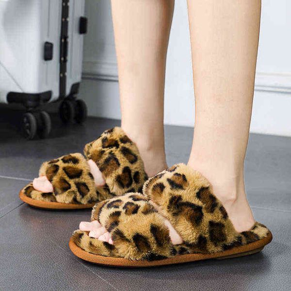 Zapatillas NXY Últimos zapatos cómodos con estilo de alta calidad Punta redonda Estampado de leopardo Adulto Invierno 220125