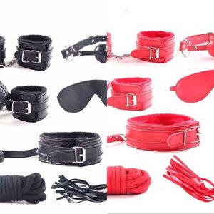 NXY SM Bondage 7 Sticks / Set voor Dames PU Leren SM Bondage Set Sex Handboeien Voetboeien Golf Touw oogmasker Blinddoek Erotische Games Couples 1220