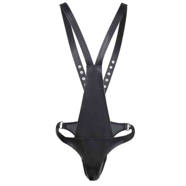 Nxy Sm Bondage Fetish Hombres Pantalones de cuero eróticos Hombre Gay Open Crotch Pole Dance Disfraces para adultos Bdsm Sex 220423