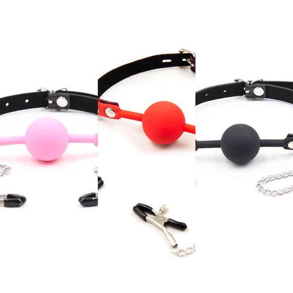 NXY SM BONDAGE TOYS ERÓTICO CALIENTE TOYS ABIERTO BOJA DE LA BOJA DE LA BOLA CON LAS MINCULAS DE NIPPLE BDSM Relleno Silicona Sexo para adultos para mujeres 1223