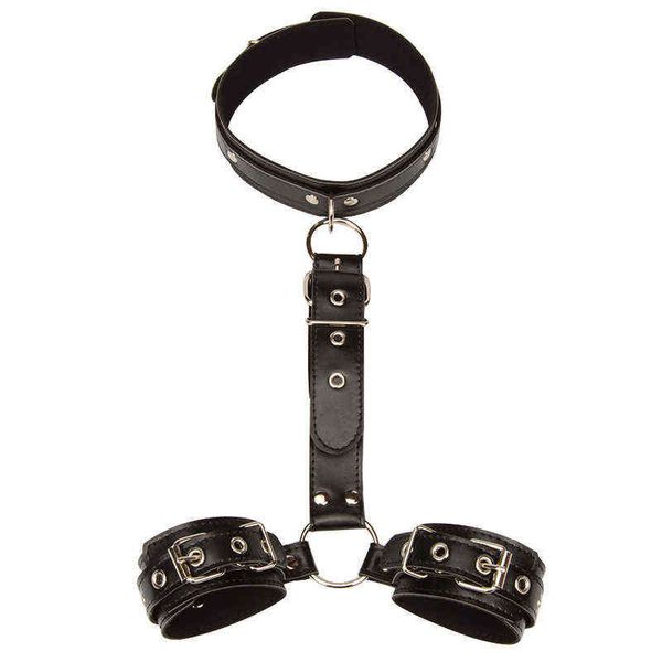 Nxy Sm Bondage Pu Cuir Retenue Dos Menottes Produit Adulte Réglable Sex Cuff Ceinture Fétiche Hommes Accessoires Exotiques 220426