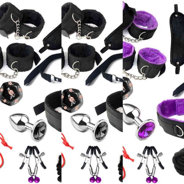 Nxy Sm Bondage Sex Games Bdsm Set Fouet Gag Pinces à Mamelon Corde Menottes Jouets pour Couples Exotique y Lingerie Infirmière Costume Cosplay 1223