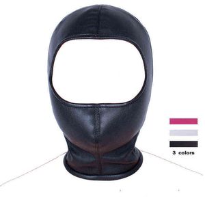 NXY SM Sex Adult Toy Todo incluido Face Hood Máscara de cuero Juegos para adultos Parejas Flirt Toys Bdsm Bondage Black Headgear Restrict Man / women1220