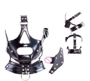 NXY SM seksspeeltje voor volwassenen Pu-leer fetish hoofdband bondage hoofddeksel masker kap met harnas riem snuit penis gag terughoudendheid rol Pla1268952