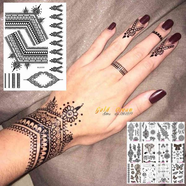 Nexy Tatouage temporaire 25 Styles Sexy Dentelle Stickers Black Henna Sticker Femme Bijoux Main Tatoo Coller Imperméable Art Stickers Art Cody 0330