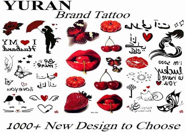 NXY Tattoo Tattoo Cherry Sexy Lips S Pegatina para mujeres Niños Niños Papel impermeable Butterfly Cuerpo falso Tatoos 03309764771