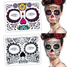 NXY TIJDELIJKE TATTOO GEZICHT MAKEUP STICKER SPECIALE WATERDICHTE FACE DAG VAN DE DODE SCHEDELKOPEN UP Halloween Stickers 0330