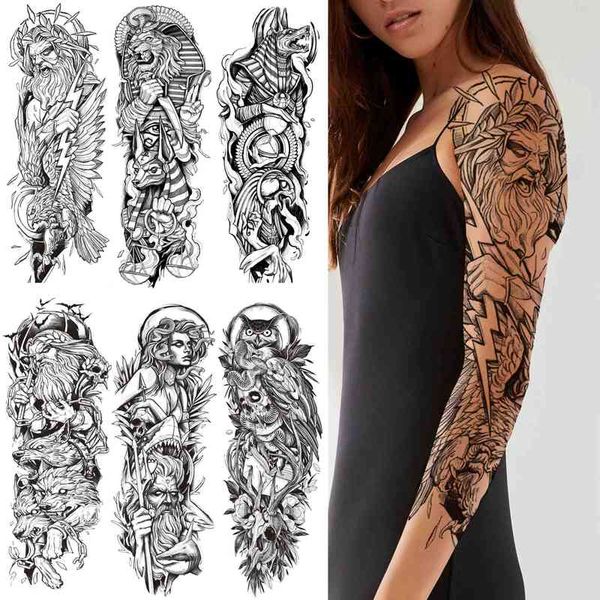 NXY tatuaje temporal realista Dios calavera s para Mujeres Hombres Lobo negro Tribal pegatina manga falso brazo completo arte corporal tatuajes decoración 0330