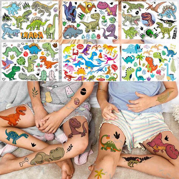 NXY Tatouage Temporaire Étanche Dessin Animé Dinosaure s Autocollant pour Enfants Enfants Minuscules Tatouages Réaliste Faux Mignon Bras Visage Corps Art 0330