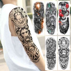 NXY Tijdelijke Tattoo Yuran Volledige Arm Lion Monster S Voor Mannen Dames Lange Size Body Leg Art Tatoo DIY Realistische Nep Beast Sticker 0330