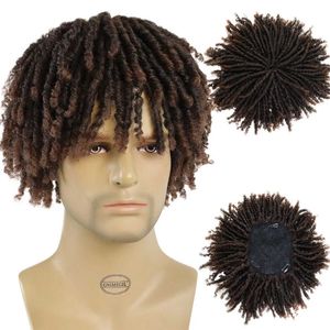 Nxy Vhair Pruiken Gnimegil Synthetisch Kort Afro Twist Haar Gevlochten Halve Pruik voor Zwarte Mannen Clip in Toupet Haarstukjes Dreadlocks Mannelijke Rock Party 240330