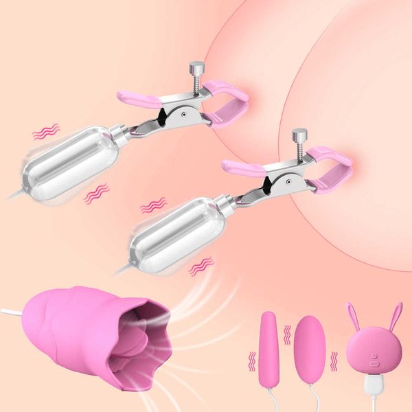 Vibradores Nxy 10 Frecuencia Nipple Clip Vibrador Masaje de senos Vibrador Huevo g Punto Clítoris Lengua Lamiendo Estimular Coño Juguetes sexuales para mujeres 230310