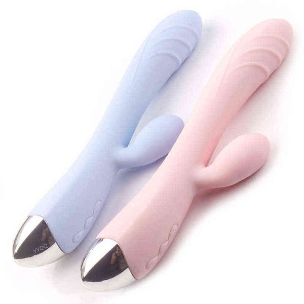 NXY Vibrateurs 10 Fréquence Vibrant Gode Pour Femme Lapin Baguette Sex Toys Masturbateur Femme Double Moteur G-Spot Stimulateur De Clitoris 220106