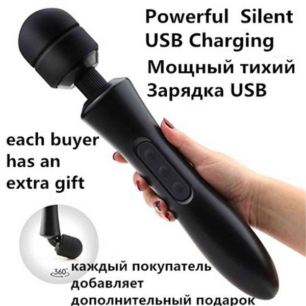 NXY vibrateurs 20 Modes Massage corporel puissant baguette magique masseur AV vibrateur produits sexuels USB jouets rechargeables pour les femmes 1119