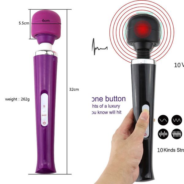 Vibradores Nxy 320 * 58 mm Gran varita mágica 10 velocidades Av Stick Masajeador Potente Enorme Estimulador de clítoris sexy Juguetes sexuales para mujeres 230310