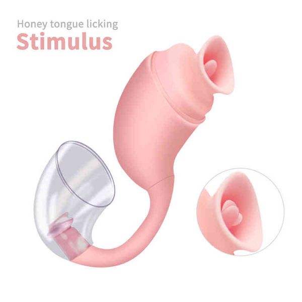 NXY Vibrators 7-Frequency Tongue Lick Femme Vibromasseur Sucer Nipple Clitoris Stimulateur Produit Adulte Masturbation Féminine Outil Fellation Sex Toys 220427