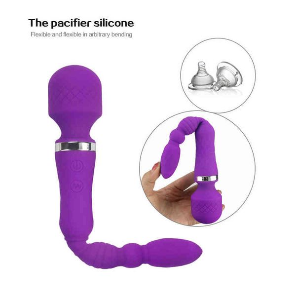 Nxy Vibromasseurs Produits pour adultes Gel de silice rechargeable 2 Av Massage Vibrant Tige de masturbation féminine 220629