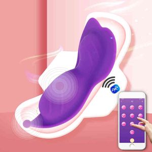 NXY Vibrators Bluetooth-app Afstandsbediening Wearable Butterfly Vibrator Onzichtbare slipje Vibrators voor vrouwen Clitoris Stimulator Seksspeeltjes Shop 0104