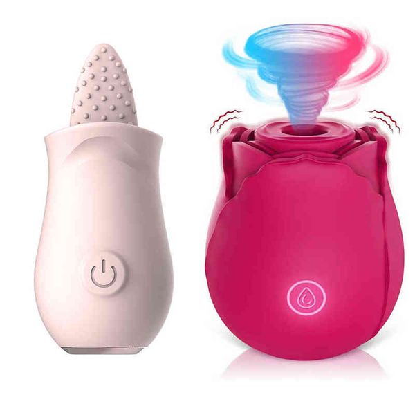 NXY Vibrators Bundle Sale Rose Vibrador de succión en la lengua Lamiendo G-Spot Stimulator Clit Sucker Vagina Masajeador Juguetes sexuales para mujeres 220427