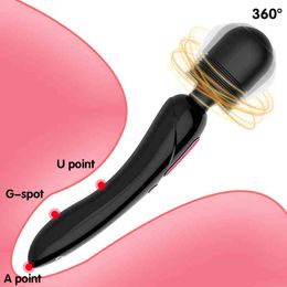 NXY Vibromasseur Double Tête Vibrations Av Wand Clitoris Stimulateur Sex Shop Vaginal G-Spot Gode Femelle Vibrateur Adulte Jouet pour Femme 220427