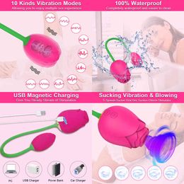 Nxy Vibrateurs Krachtige Rose Zuigen Vibrator Voor Vrouwen Met Liefde Ei Tepel Clit Sucker Clitoris Stimulatie Goederen Speeltjes Volwassenen 18 220427
