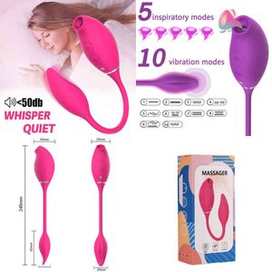 Nxy Vibromasseurs Charge d'aspiration magnétique 10 fréquences Vibrant Oeuf Sauter Double Tête Sucer Vibromasseur Femelle Silicone Masturbateur Produits Pour Adultes 220610