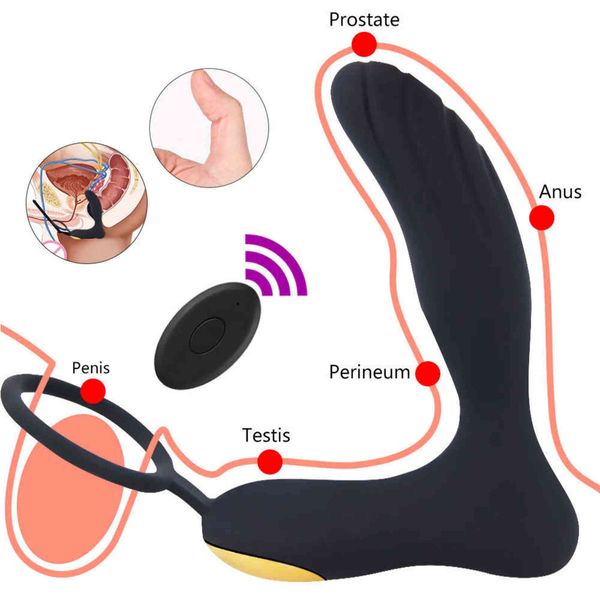 NXY Vibrators Male Prostate Massage Anal Vibrator Plug Anus Stimulation Butt Retard Ejaculation Anneaux Sex Toys Pour Hommes Silicone 1119