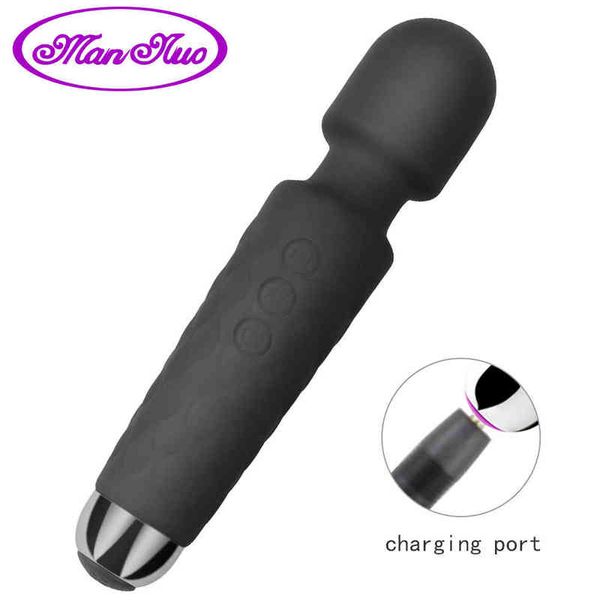 NXY Vibradores Hombre Nuo Velocidad Ajustable Big Av Vibrador Varita Mágica Masajeador Estimulador de Clítoris Juguetes Sexuales para Mujer Carga Usb Productos Sexuales 0105