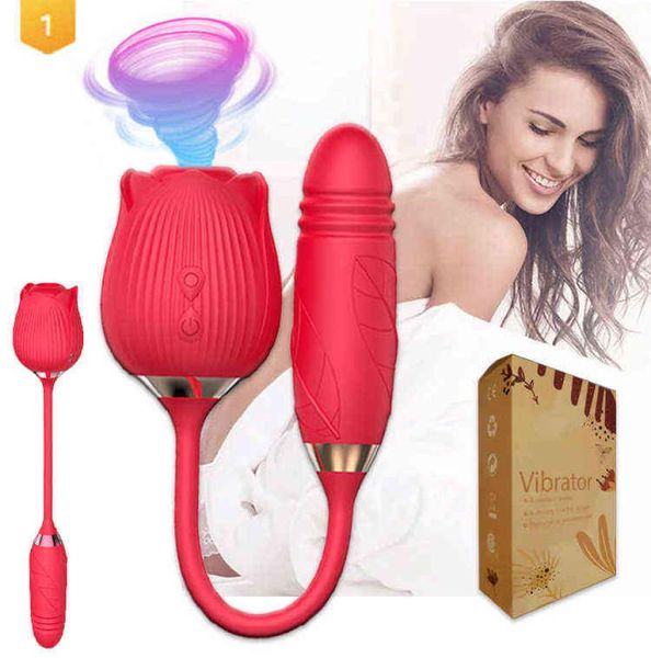 Vibradores NXY Nuevo Dos en Uno Flor de Rosa Roja 2 0 Adulto Lamedor de Lengua Consolador Masajeador Doble Juguete Sexual para Mujeres 04119532895