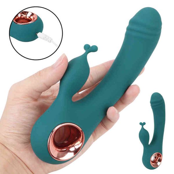 NXY Vibrateurs Olo Vaginal Anal Massager Sex Toys for Women G Spot Clitoris Stimulation Dildo Rabbit Vanteur USB RECHARGable 10 Fréquence 220110