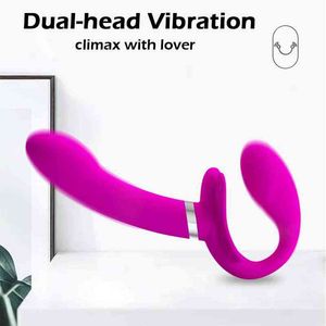 NXY Vibrators Real Feel Double End Vibrating 10 Speed Strap On Gode Vibrator Wearable G-spot Massage Sex Toy 0406